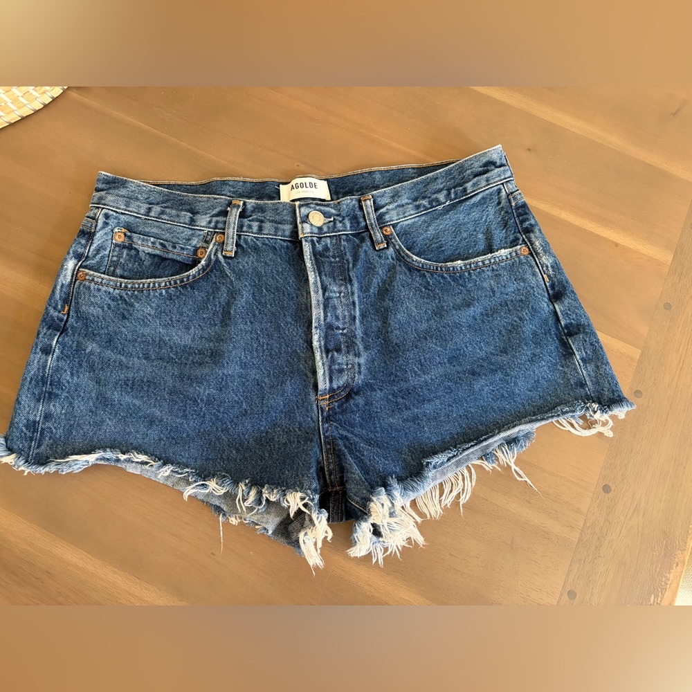 Agolde Frayed Hem Blue Denim Shorts Like New! 30